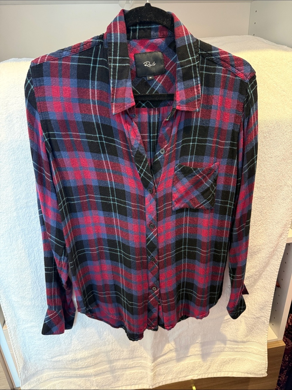 Rails Plaid Button-Down Shirt in Red, Blue & Black